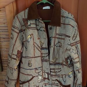 Jones NY equestrian houndtooth jacket large